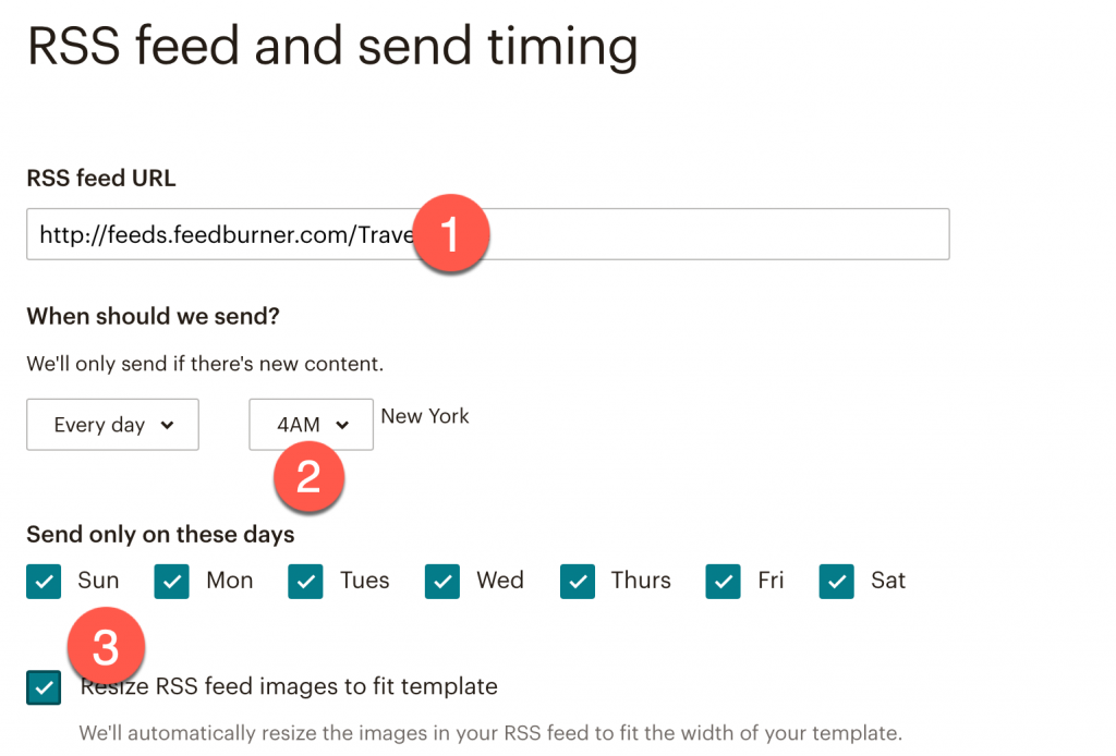 Add your RSS blog feed link to Mailchimp