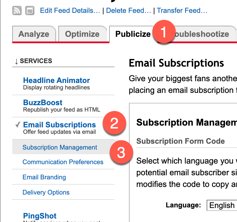 Step 2. Locate your subscribers in Feedburner