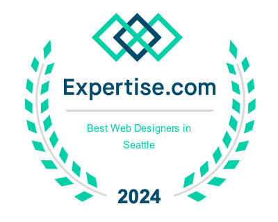 Expertise.com 2024 Best Web Designers in Seattle award badge with laurel wreath design.